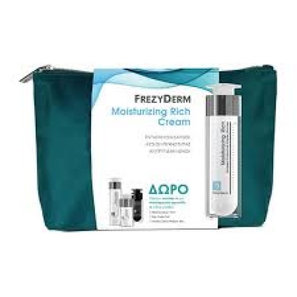 Frezyderm Promo Set Νεσεσέρ με Moisturizing Rich Cream 45+ ενυδατική κρέμα προσώπου για ξηρό δέρμα 50ml, Neck Contour 15ml, Eye Cream 5ml & Velvet Colors Medium 2ml.